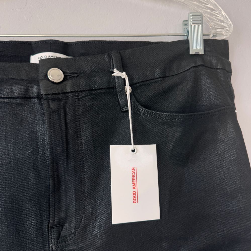 Good American Coated Black Jeans High Rise Skinny Sz 15/33 NWT - Picture 4 of 10